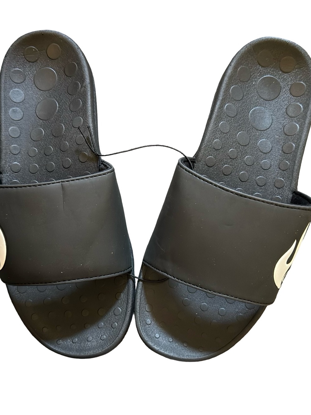 Women's Black Slide Sandals with White Accent - Casual Comfort